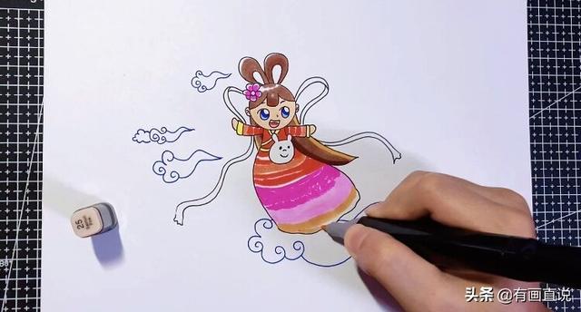 中秋节的嫦娥怎么画简单又漂亮，中秋节主题画第五款嫦娥画法