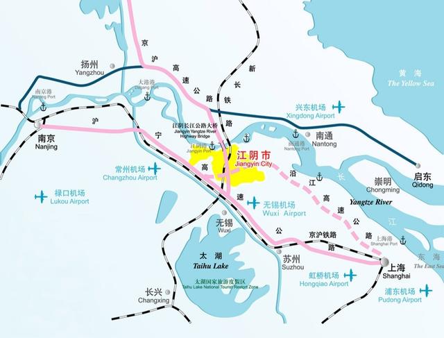 江苏省无锡市江阴市，江阴所处的城市位置图