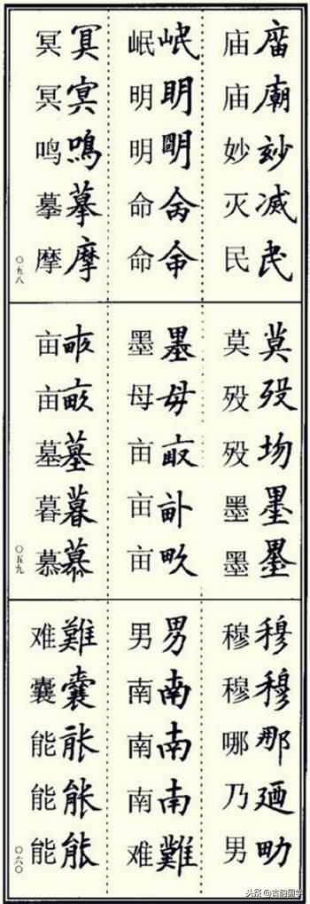 楷书异体字大全，写楷书最常用的986个异体字