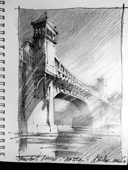 超简单风景速写入门初学者，适合初学者学习的速写中植物配景的画法图解教程