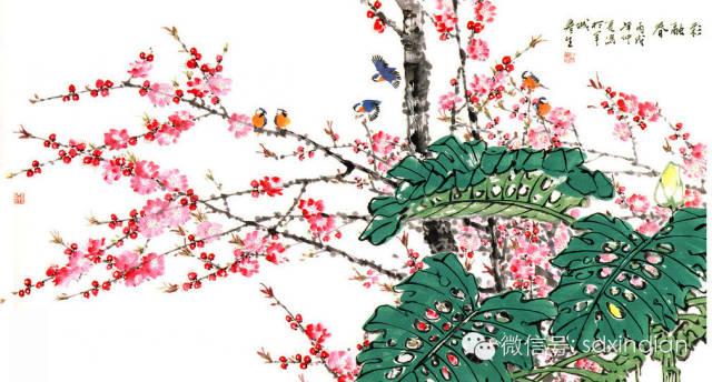 国画墨桃花画法教程，大家一起学画国画