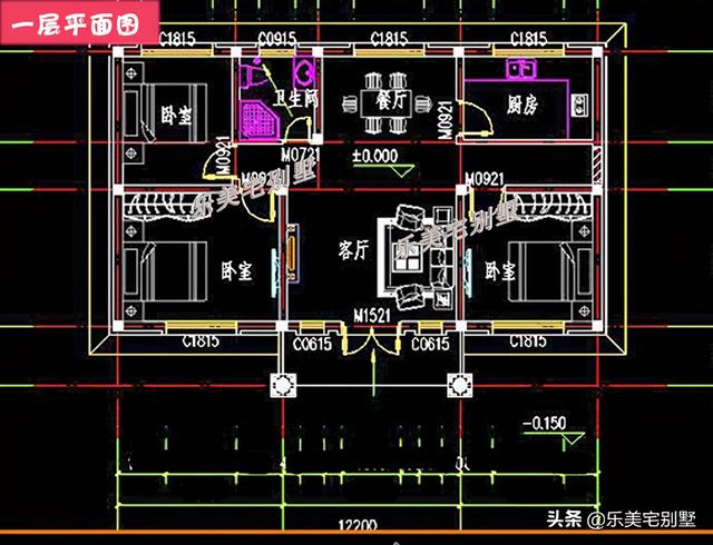 农村一层小别墅，农村小别墅一层平房图（低至13万的造价起建,最适合住家养老）