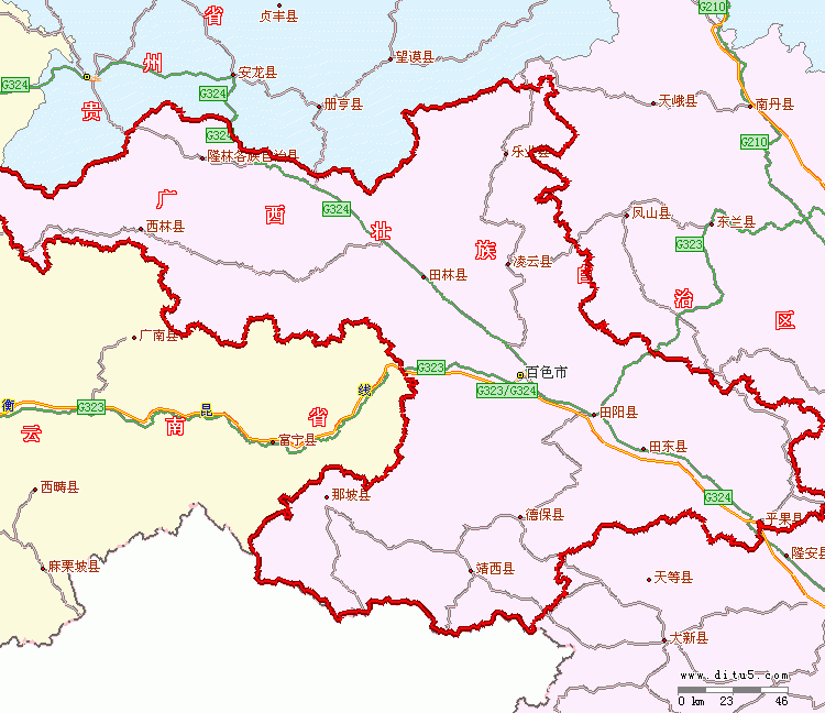 百色市在哪个省，广西省百色市地图高清版大图