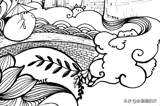 小溪上的桥如何画简笔画，简笔画过程图遇见一座城