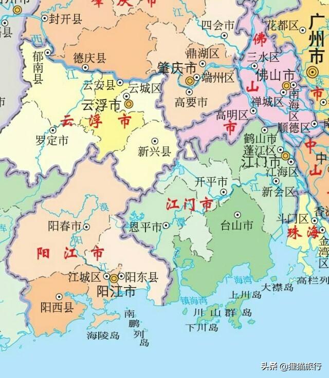 广东省阳江市地图，湛江茂名阳江城建对比（中国旅游地图揽胜-广东阳江）