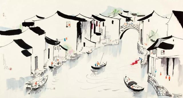 吴冠中江南水乡水墨画，江南水乡吴冠中水墨画（吴冠中笔下的别样江南）