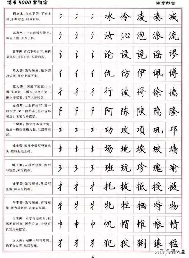 楷书字帖练字大全，练字楷书结构30法