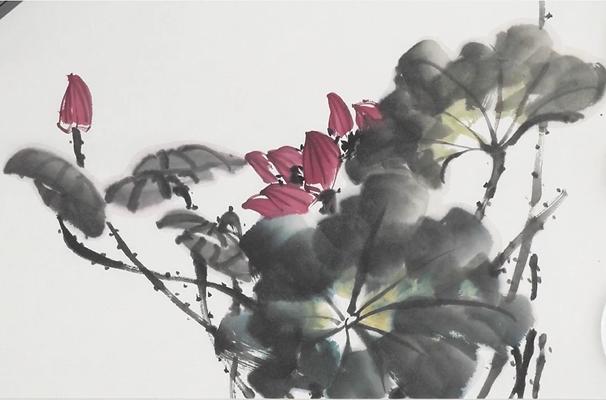 国画简单蓝蜻蜓的画法，画点荷花和蜻蜓给这个夏天降降暑