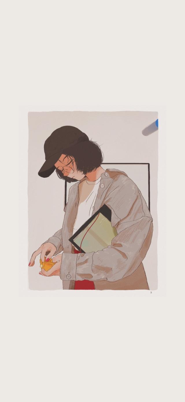 手绘黑白小插画壁纸，黑白风格插画壁纸