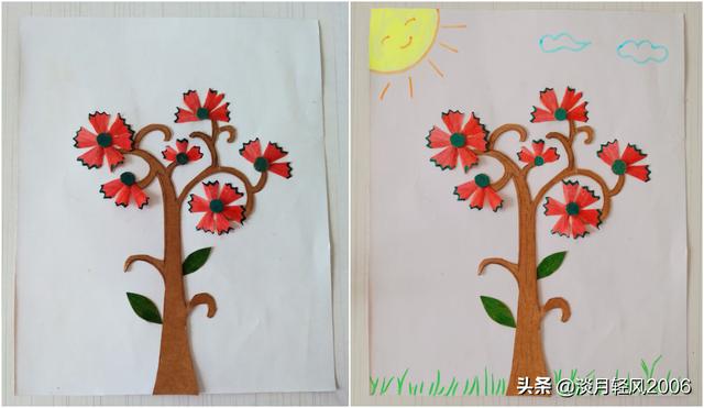diy手工儿童贴画，带孩子一起用铅笔屑做贴画