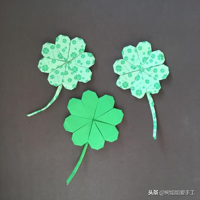 手工折纸四叶草制作大全，组合型幸运四叶草的折法