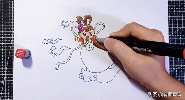 中秋节的嫦娥怎么画简单又漂亮，中秋节主题画第五款嫦娥画法