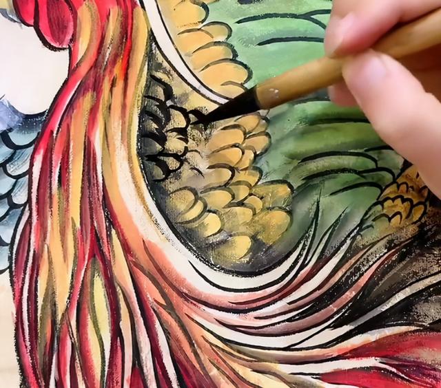 民间高手画凤凰，用毛笔画凤凰怎么画简单