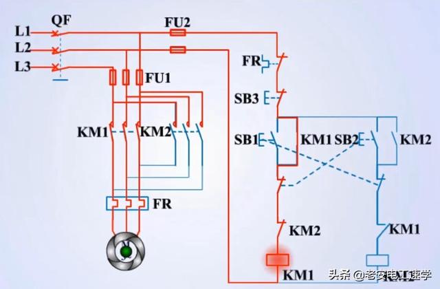 电机正反转控制电路图，电动机正反转自锁互锁电路图