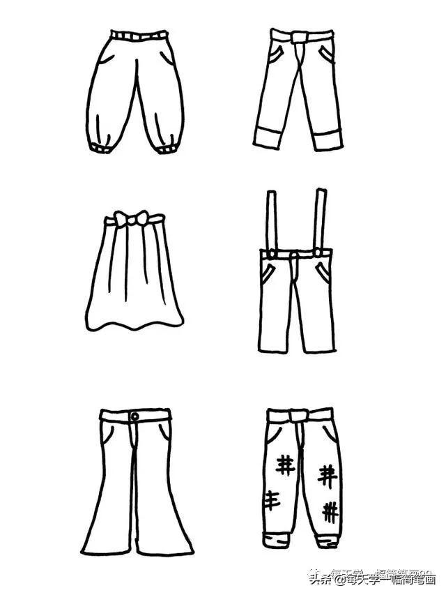 简笔画衣服教程手绘，每天学一幅简笔画--卡通衣服服装简笔画手绘插画手账素材大全