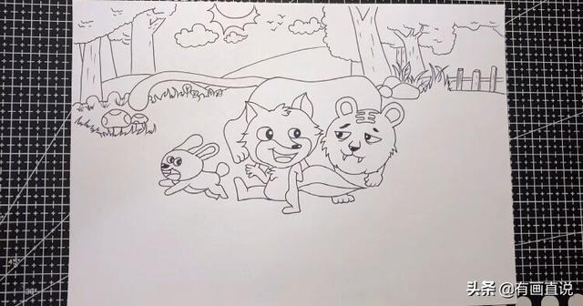 狐假虎威怎么画，狐假虎威简笔画儿童画