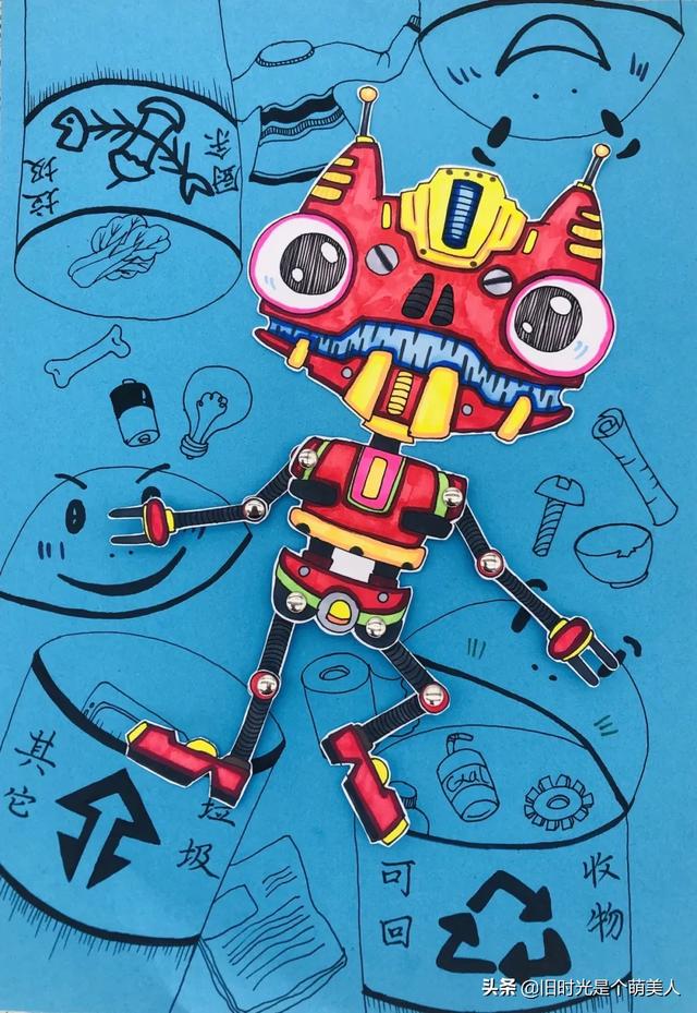 垃圾分类儿童画，主题儿童画垃圾分类教程（创意美术：垃圾分类作品范画）