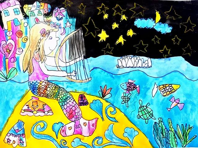 以夏天为主题的儿童画，儿童节童画欣赏