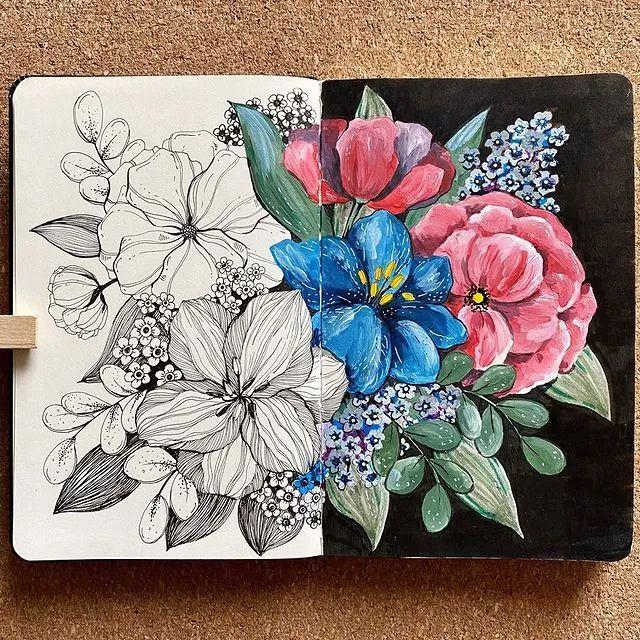 妙笔生花水墨画教程，教科书级别的植物线描