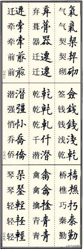 楷书异体字大全，写楷书最常用的986个异体字