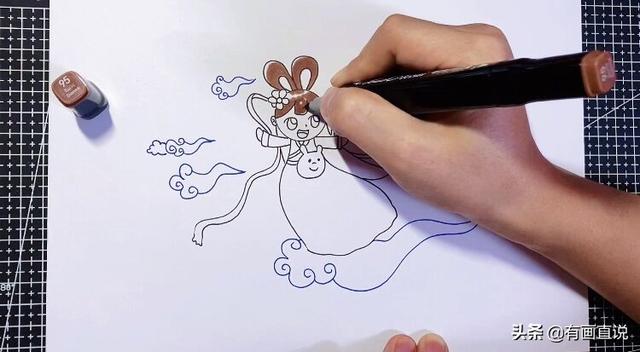 中秋节的嫦娥怎么画简单又漂亮，中秋节主题画第五款嫦娥画法