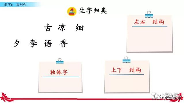 一年级下册语文第六课古对今生字，小学语文一年级下册第6课《古对今》02词语抄写