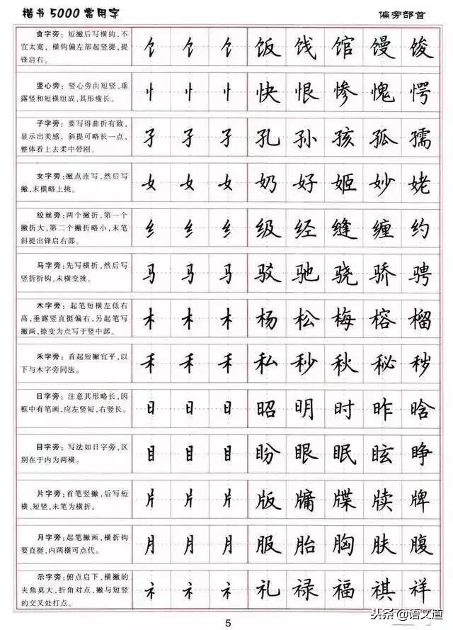 楷书字帖练字大全，练字楷书结构30法