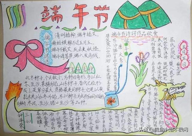 端午节的习俗手抄报简单好画，端午节手抄报+主题儿童画57张