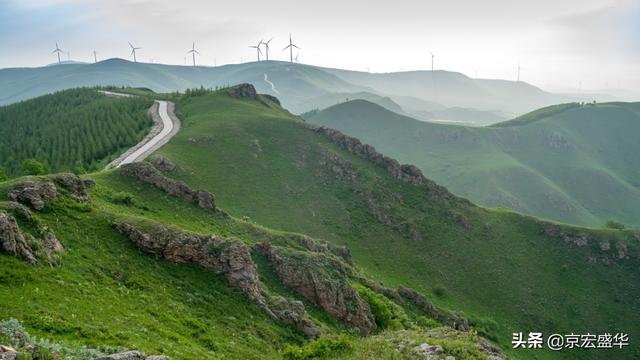 承德坝上草原全景，承德如画美景丰宁坝上草原