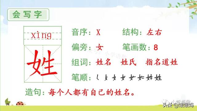 小学一年级语文下册识字2姓氏歌，最好听的语文，《姓氏歌》