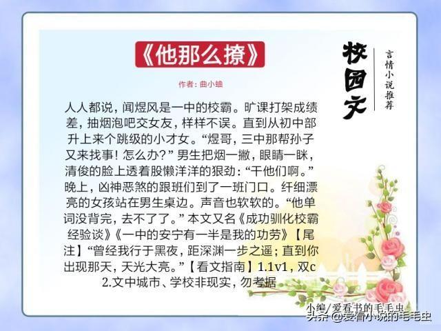 小说校园甜文男主校霸，校园甜文小说男主是校霸女主软萌