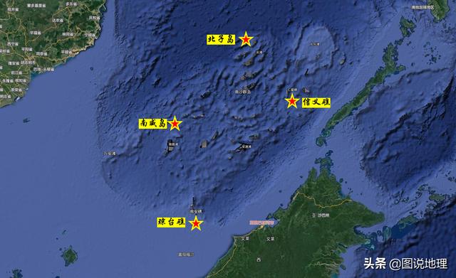 南沙群岛岛礁最新现状地图，最大一个面积84平方公里
