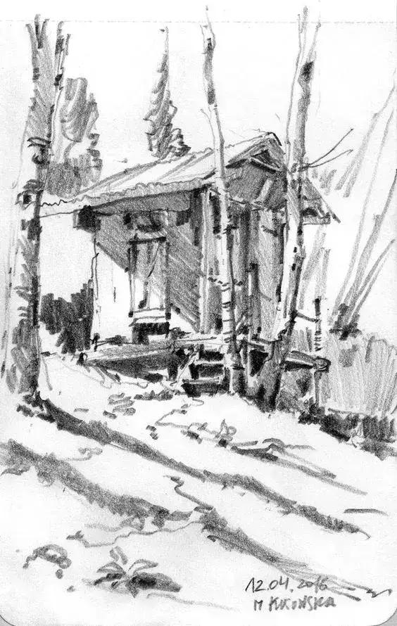 超简单风景速写入门初学者，适合初学者学习的速写中植物配景的画法图解教程