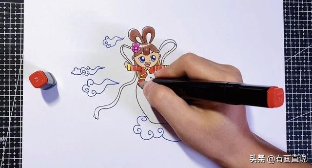 中秋节的嫦娥怎么画简单又漂亮，中秋节主题画第五款嫦娥画法