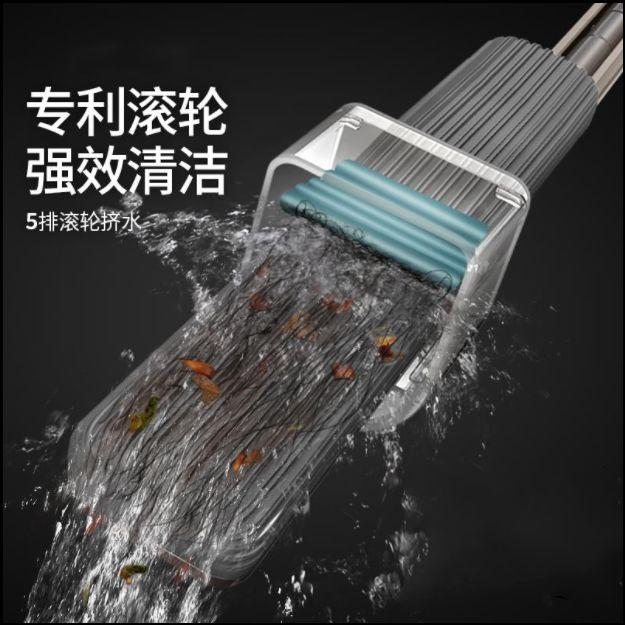 懒人拖把伸缩，专利滚轮自动脱水