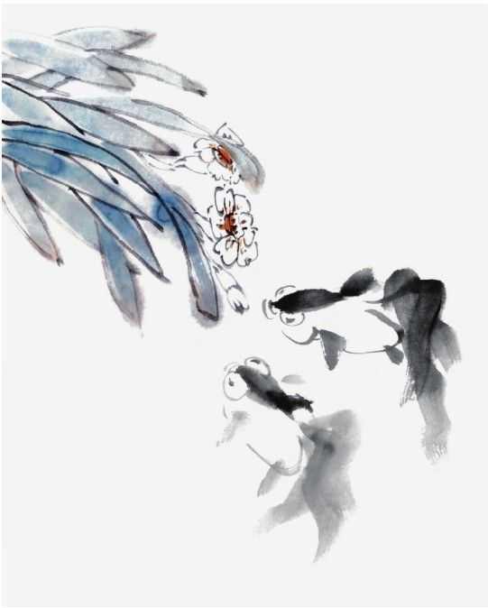 国画金鱼的画法步骤简单，张素贞老师的国画金鱼的详细过程图