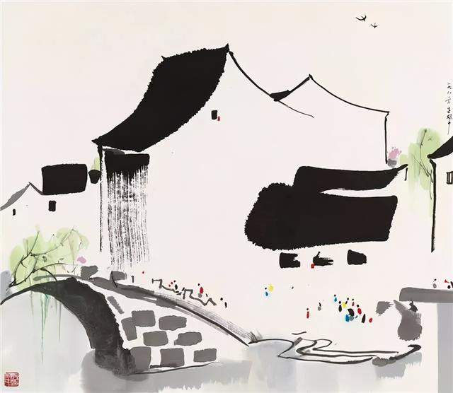 吴冠中江南水乡水墨画，江南水乡吴冠中水墨画（吴冠中笔下的别样江南）