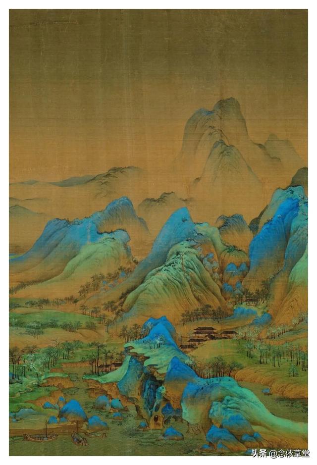 王希孟千里江山图，千里江山图王希孟的传世名作（王希孟《千里江山图》）