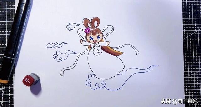 中秋节的嫦娥怎么画简单又漂亮，中秋节主题画第五款嫦娥画法