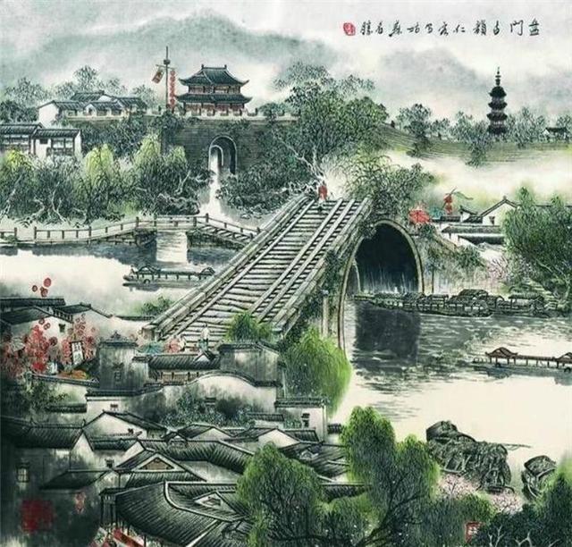 苏州园林简笔画，国画里的苏州园林（苏州园林国画全景图简笔画）