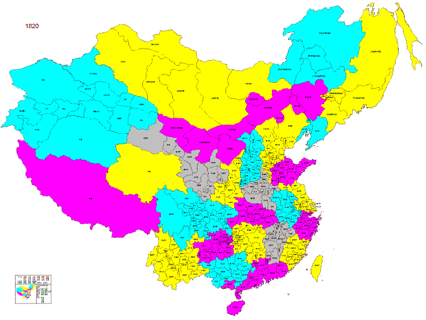 清朝从诞生到灭亡的地图，美丽的1820年大清朝地图