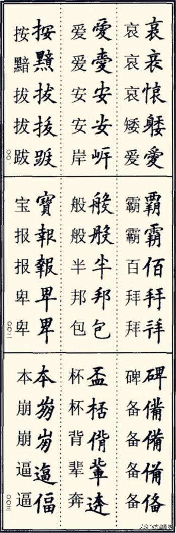楷书异体字大全，写楷书最常用的986个异体字