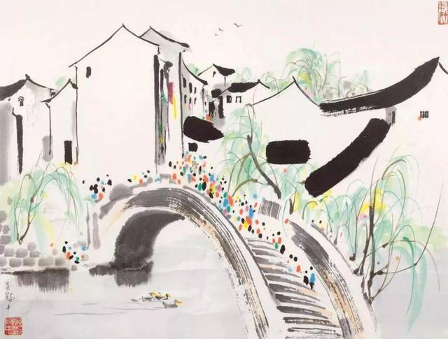 吴冠中江南水乡水墨画，江南水乡吴冠中水墨画（吴冠中笔下的别样江南）