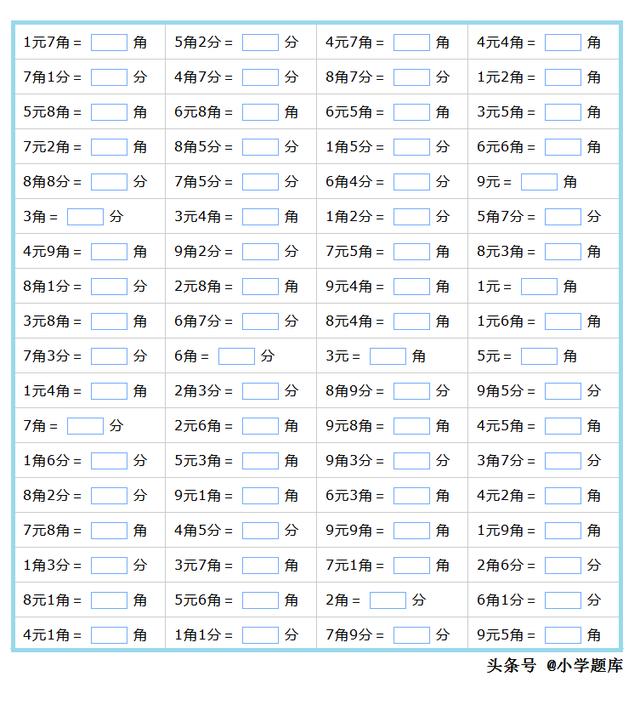 元角分单位换算，元角分之间的换算和计算（小学人民币的换算方法这样学更容易）