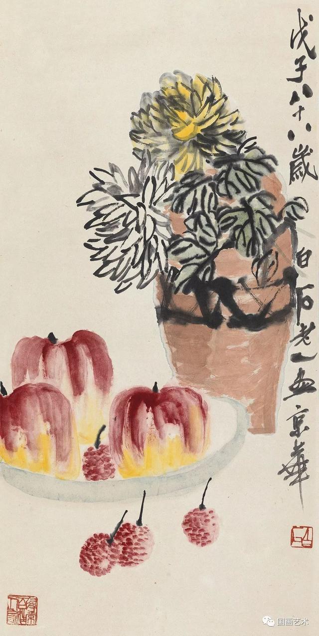 齐白石琉璃画梅兰竹菊，东篱佳色齐白石