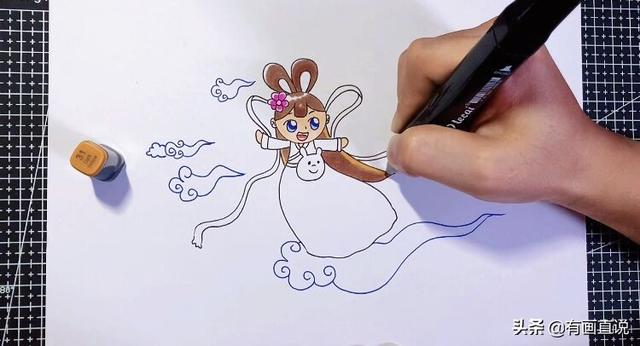 中秋节的嫦娥怎么画简单又漂亮，中秋节主题画第五款嫦娥画法