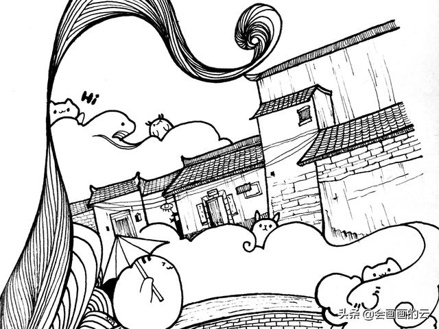 小溪上的桥如何画简笔画，简笔画过程图遇见一座城