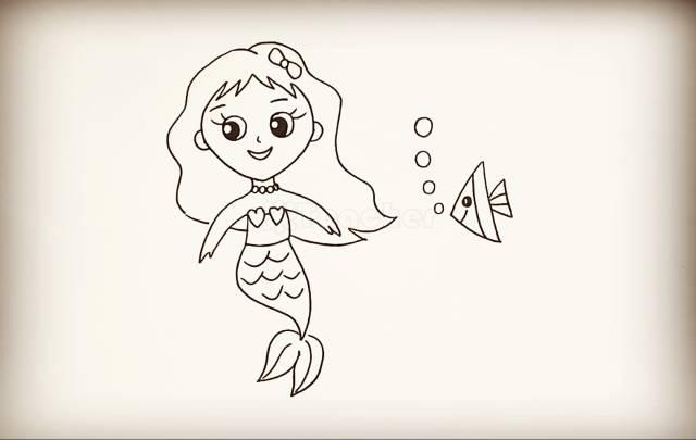 小美人鱼怎么画，美人鱼简笔画教程简单好看（简简单单，教你画一个美人鱼）