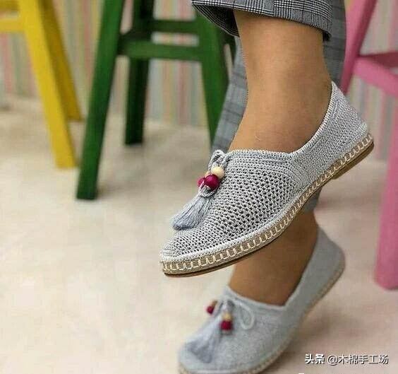 钩鞋子教程从头到尾纯色，像我这样手工钩编一双