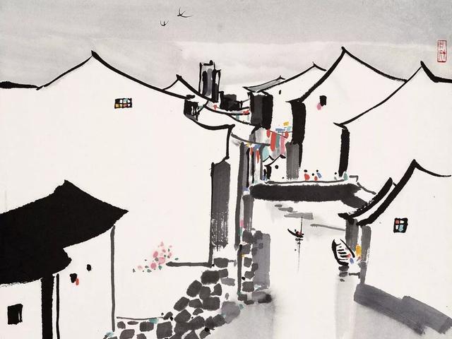 吴冠中江南水乡水墨画，江南水乡吴冠中水墨画（吴冠中笔下的别样江南）